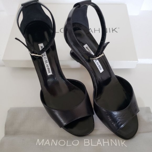 Manolo Blahnik Black Demi-wedge Sandal Size M36.5 - Picture 6 of 16